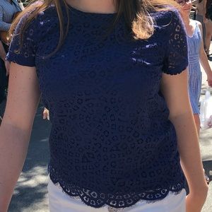 JCREW Size 4 Navy Scallop Shirt